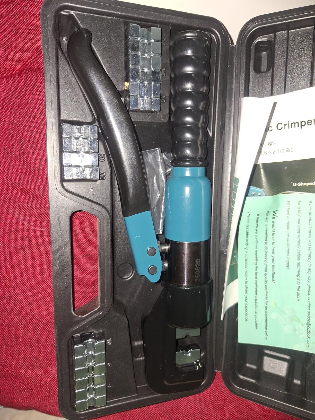 10 Tons Hydraulic Crimping Tool with 9 Dies - Battery Cable Crimper Tool & Wire Rope Crimping Tool for 12 to 2/0 AWG, 1/16