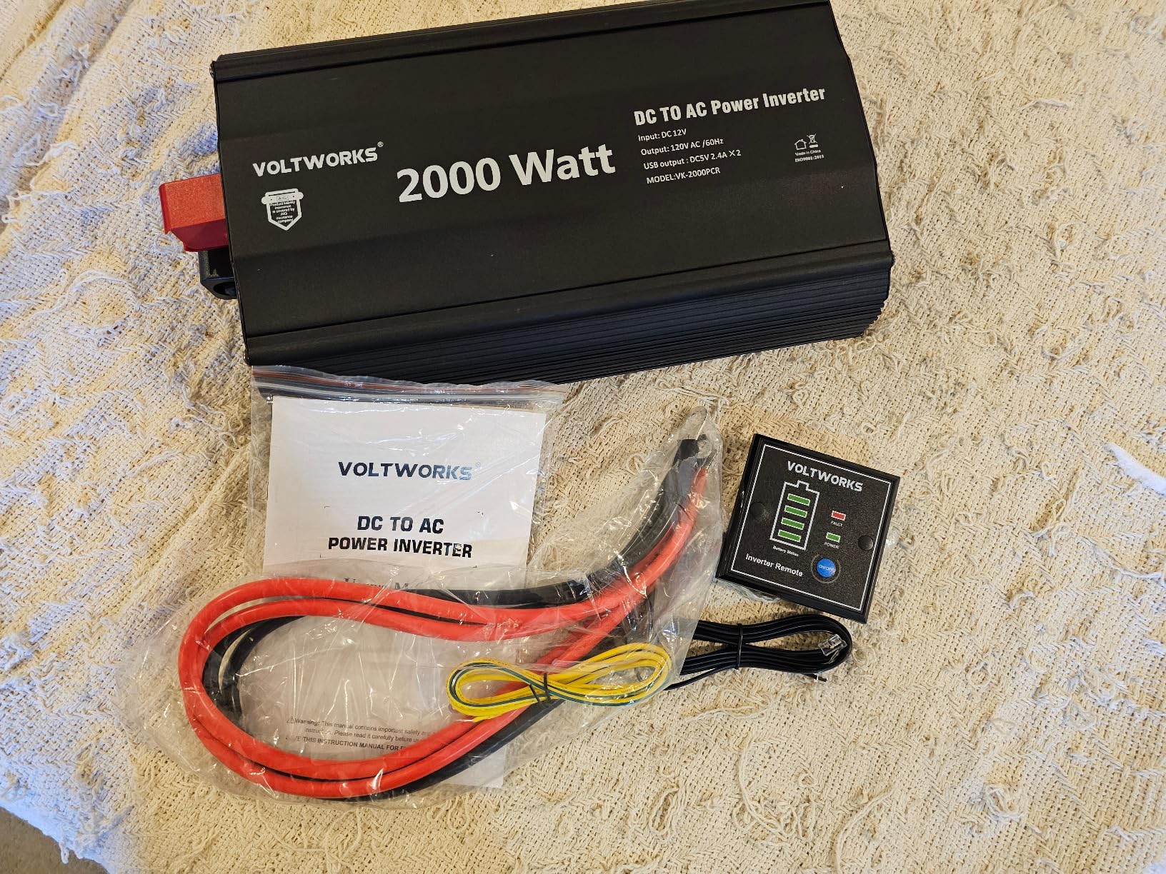 Power Inverter 2000Watt 12V DC to 110V 120V AC Built-in UL Approved Fuses with Remote Control & 2.4A USB Port 3AC Outlets Compatible with Lithium Battery for Off-Grid Solar Home RV Truck by VOLTWORKS customer photo 2
