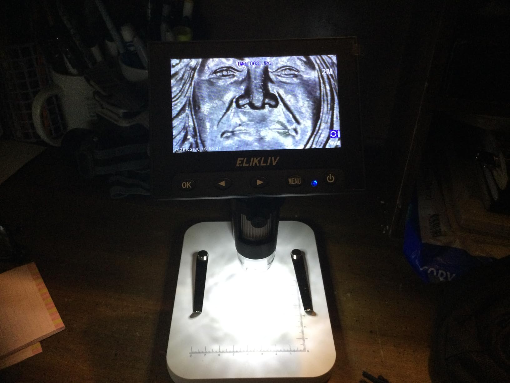 Elikliv Coin Microscope, 4.3'' LCD Digital Microscope 1000x, Coin Magnifier with 8 Adjustable LED Lights, PC View Compatible with Windows/Mac, EDM4B customer photo 1