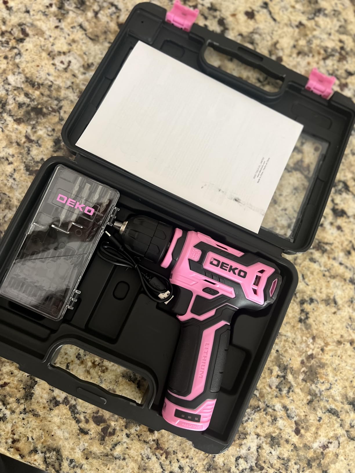 Cordless Drill: DEKO PRO 12V Power Battery Drill Set with Small Electric Drills and 3/8-inch Keyless Chuck with Portable Tool Set Gift Box customer photo 1