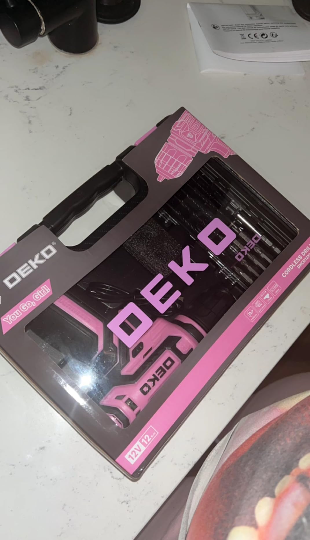 Cordless Drill: DEKO PRO 12V Power Battery Drill Set with Small Electric Drills and 3/8-inch Keyless Chuck with Portable Tool Set Gift Box customer photo 2