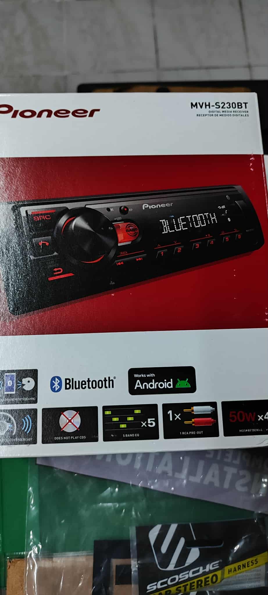 Pioneer MVH-S230BT 1-Din Digital Media Receiver - Bluetooth, USB, 50W x 4 Output, AM/FM Radio, iPhone/Android Compatible, Front/SW (Mono) Selectable RCA Output customer photo 2