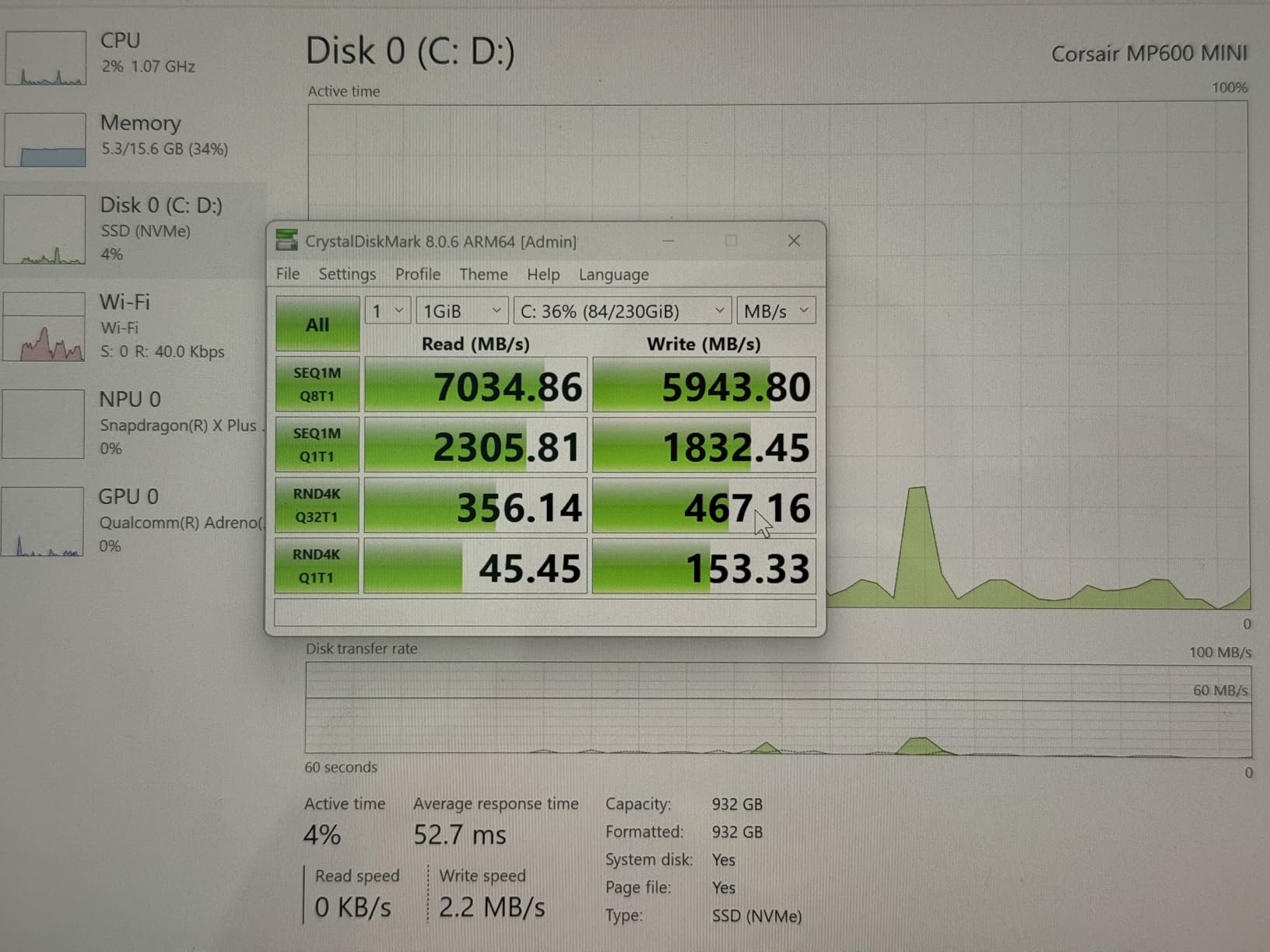 Corsair MP600 MINI 1TB M.2 NVMe PCIe x4 Gen4 2 SSD - M.2 2230 - Up to 7,000MB/sec Sequential Read - High-Density 3D TLC NAND - Great for Steam Deck and Microsoft Surface - Black customer photo 2