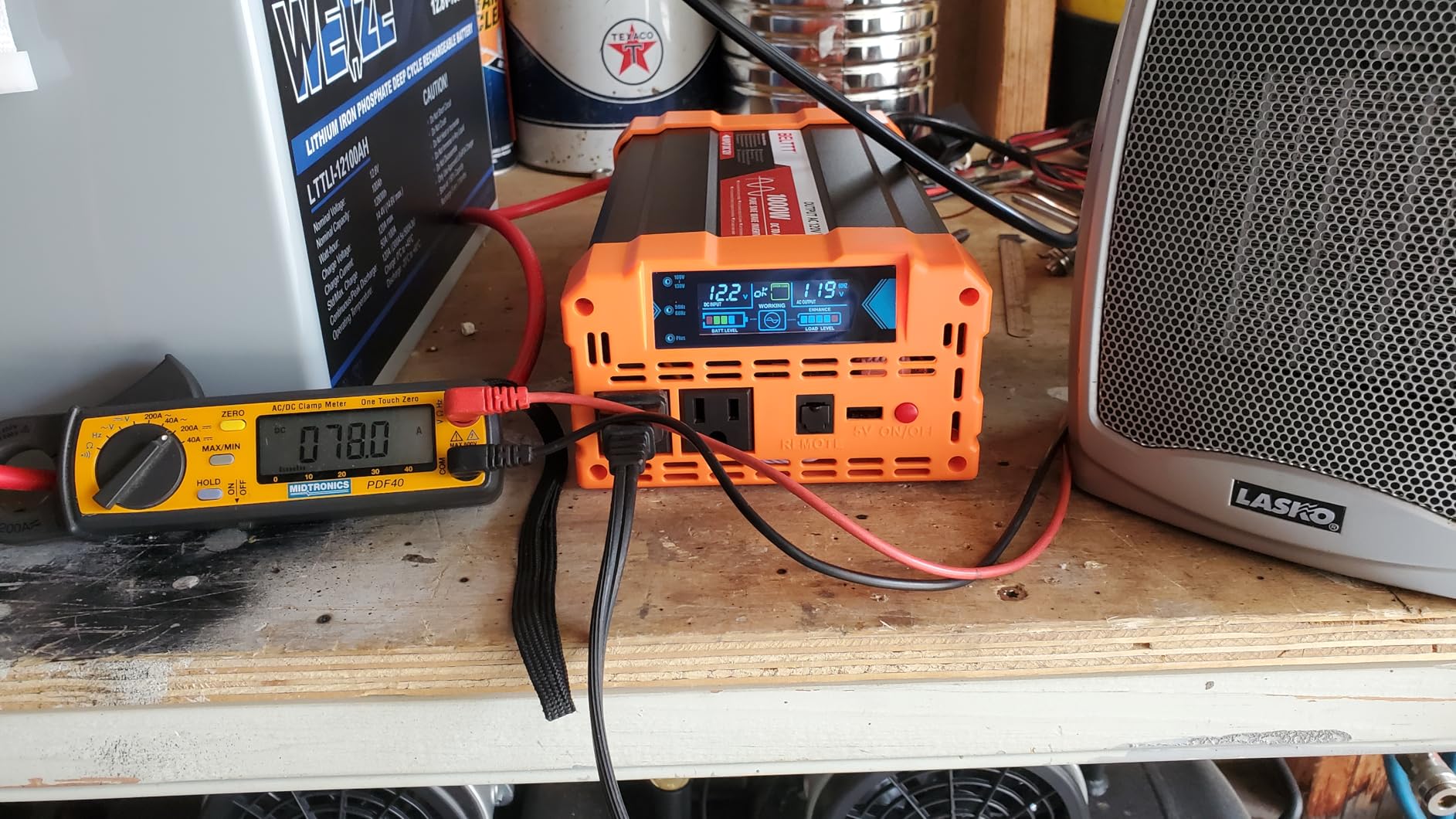BELTTT 1000Watt Pure Sine Wave Inverter 12V DC to 120V AC for RV, Truck, Off-Grid, Solar Inverter 12V to 110V Converter with Dual AC Socket and 5V 2.1A USB, Power Inverter, Intelligent LCD, 2000W Peak customer photo 2