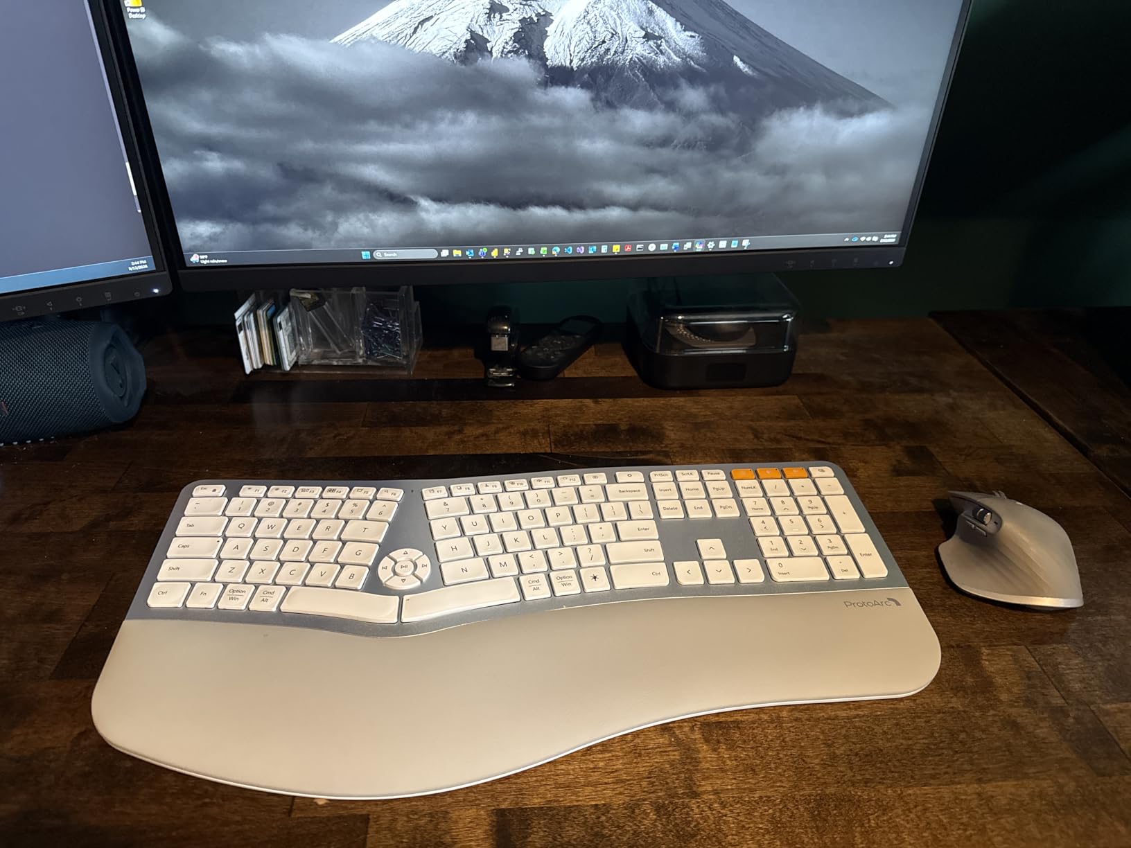 ProtoArc Backlit Bluetooth Ergonomic Keyboard, EK01 Plus Full Size Wireless Split Keyboard with Dual Bluetooth and USB, Cushioned Wrist Rest, Rechargeable, Compatible with Windows/Mac/Android, Blue customer photo 1