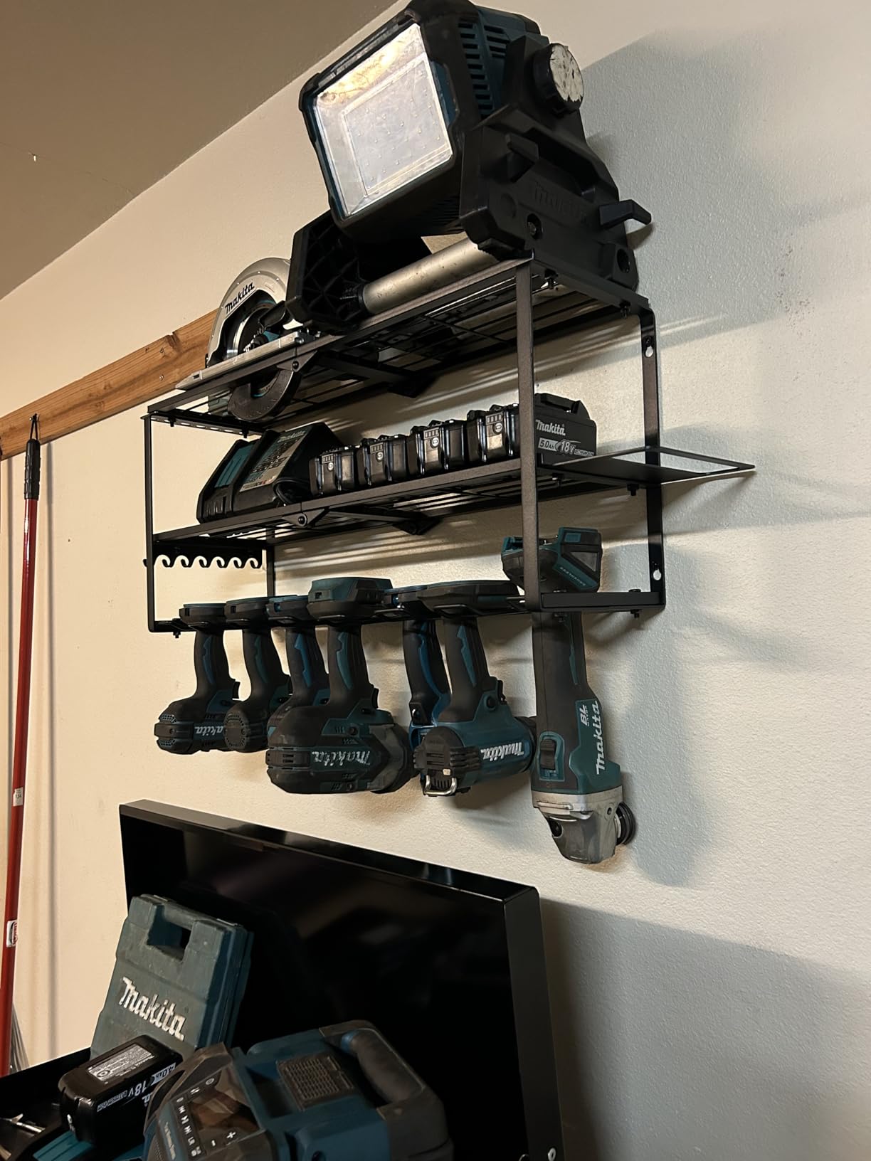 Heavy Duty Power Tool Organizer Wall Mount - 300lb Capacity 3-Tier Storage Rack with 7 Drill Holders for Garage Workshop Tools customer photo 2