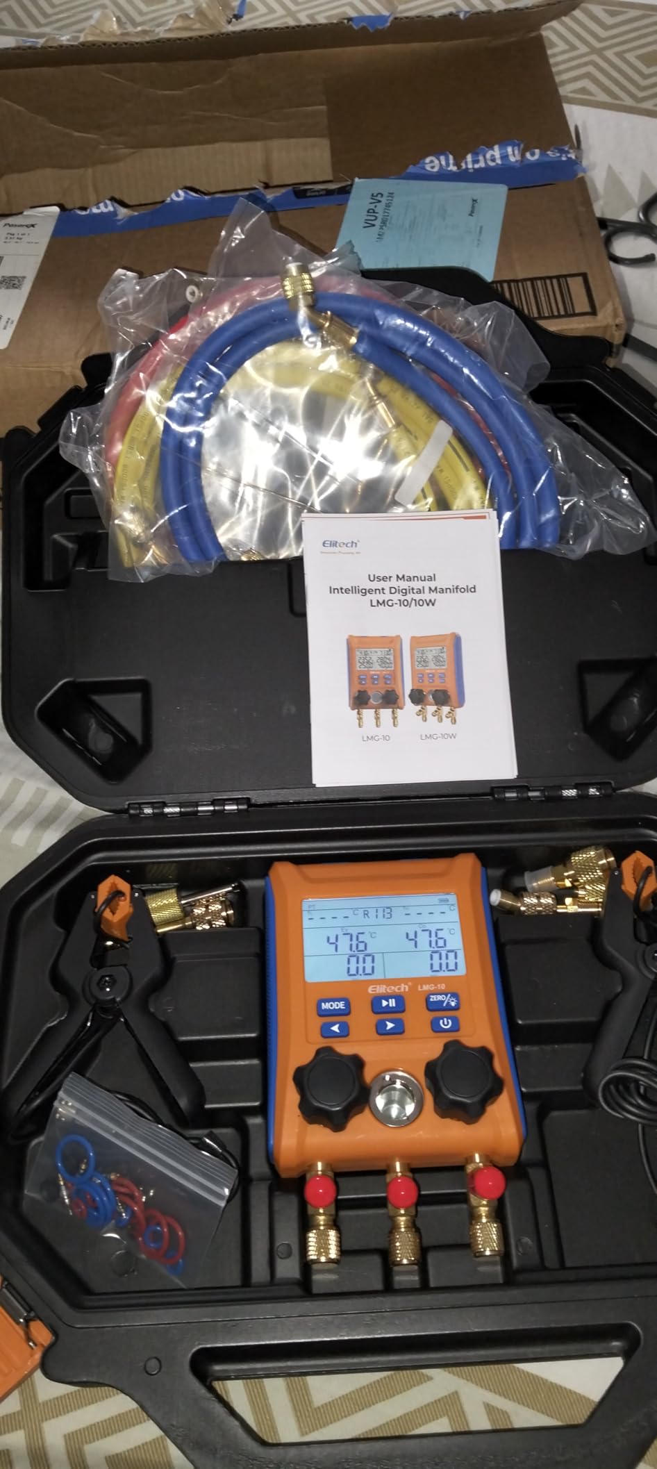 Elitech LMG-10Plus 2-Way Digital Manifold, HVAC Refrigerant Pressure Gauge for Superheat/Subcooling, with Temp Clamps and R410A Adapter, Supports 88 Refrigerants customer photo 1