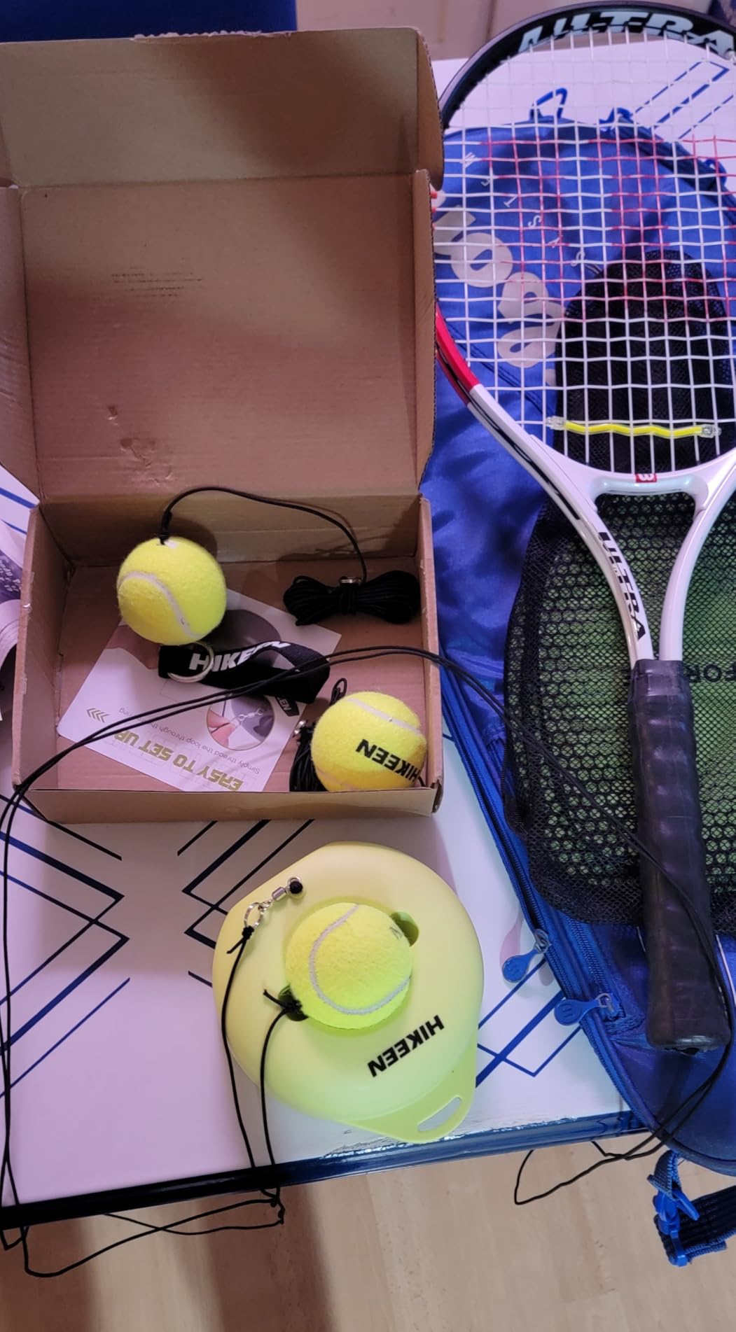 Hikeen Premium Tennis Trainer Rebound with Metal Base, Portable Solo Tennis Trainer Set with 3 Highly Elastic String Balls, Tennis Practice Equipment for Adult Kids an Beginners customer photo 1