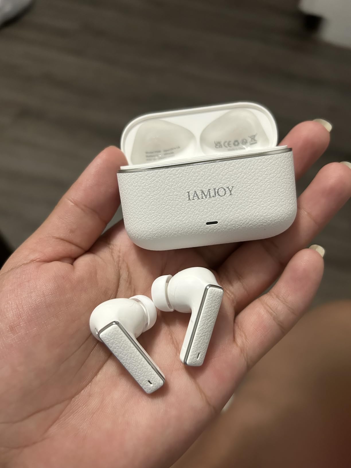 IAMJOY Language Translation Earbuds, 163 Language & Accents Two-Way Translator Device Built-in 6 Mics, 42dB Hybrid Dual Noise Cancelling Earbuds for Travel Business Learning, White customer photo 1