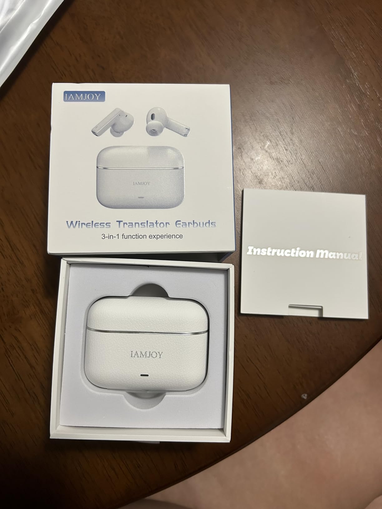 IAMJOY Language Translation Earbuds, 163 Language & Accents Two-Way Translator Device Built-in 6 Mics, 42dB Hybrid Dual Noise Cancelling Earbuds for Travel Business Learning, White customer photo 2