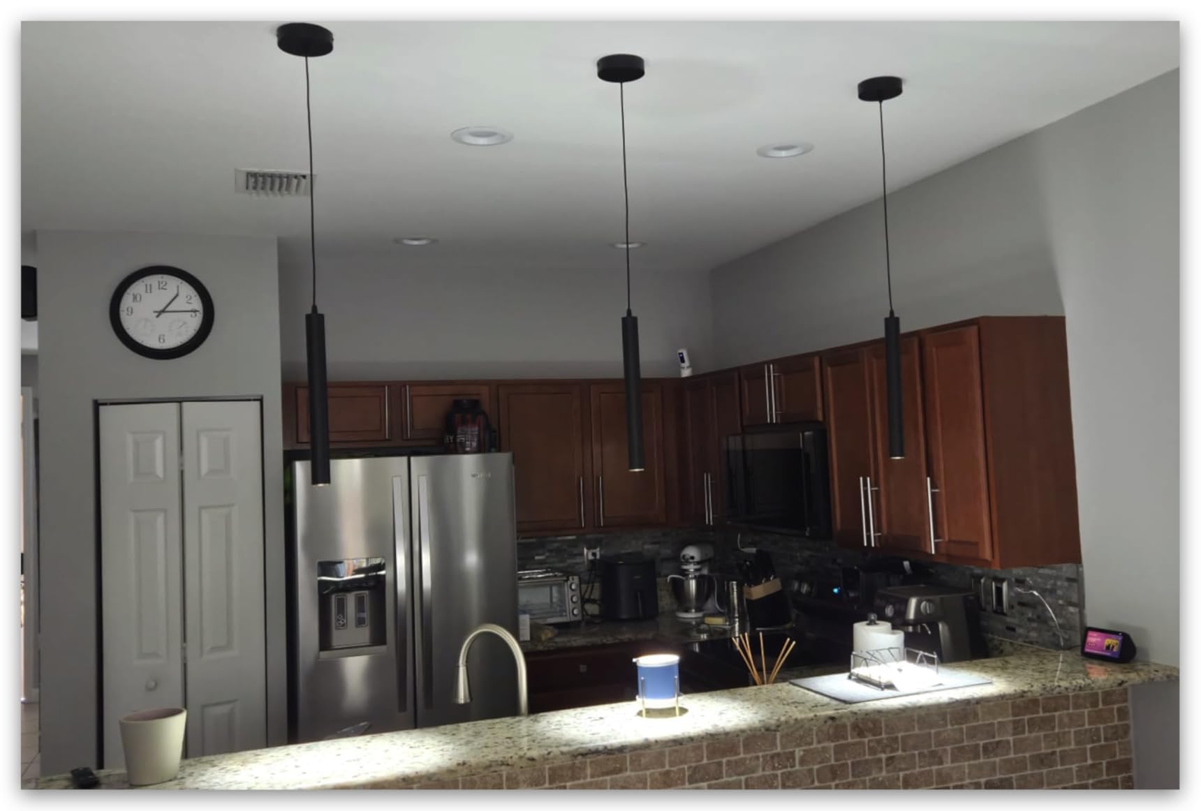 OKELI Modern Smart 3-Light Pendant Light Fixtures Square Pendant Lights Kitchen Island LED Minimalist Pendant Lighting Fixture for Kitchen,Dinning Room,Bedroom,Hallway,Bar customer photo 2