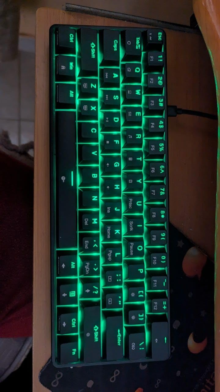 TMKB 60% Mechanical Gaming Keyboard, Red Linear Switch, LED Backlight, Anti-Ghosting, Detachable USB-C, Double-Shot Keycaps, 61 Keys, Wired, White customer photo 2