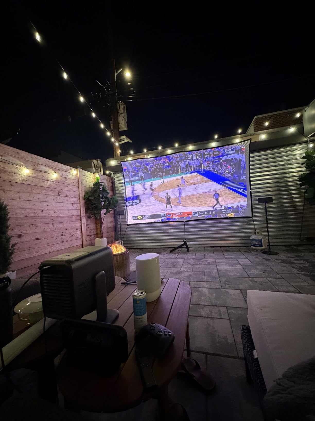 AAJK ALR Projector Screen, 4K Movie Projector Screen 16:9 HD Foldable Anti-Crease Portable Projector, Movies Screen for Home Theater Outdoor Indoor Support (120in Pro) customer photo 1