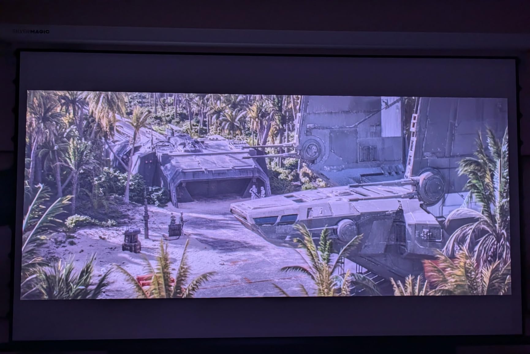 ALR Tensioned Motorized Projector Screen by SilverMagic - Tab Tensioned and Modern Design Gray Screen with White Aluminum case for Home Theater/Living Room/Patio/Office/Classroom - 100 inch 16:9 customer photo 1