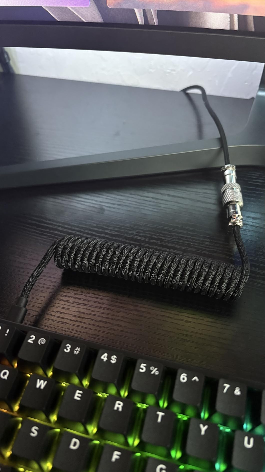 Adapter Compatible Pro Custom Coiled USB C Cable for Gaming Keyboard, Double-Sleeved Mechanical Keyboard Cable with Detachable Metal Aviator,USB-C to USB-A (1.8 M) customer photo 1