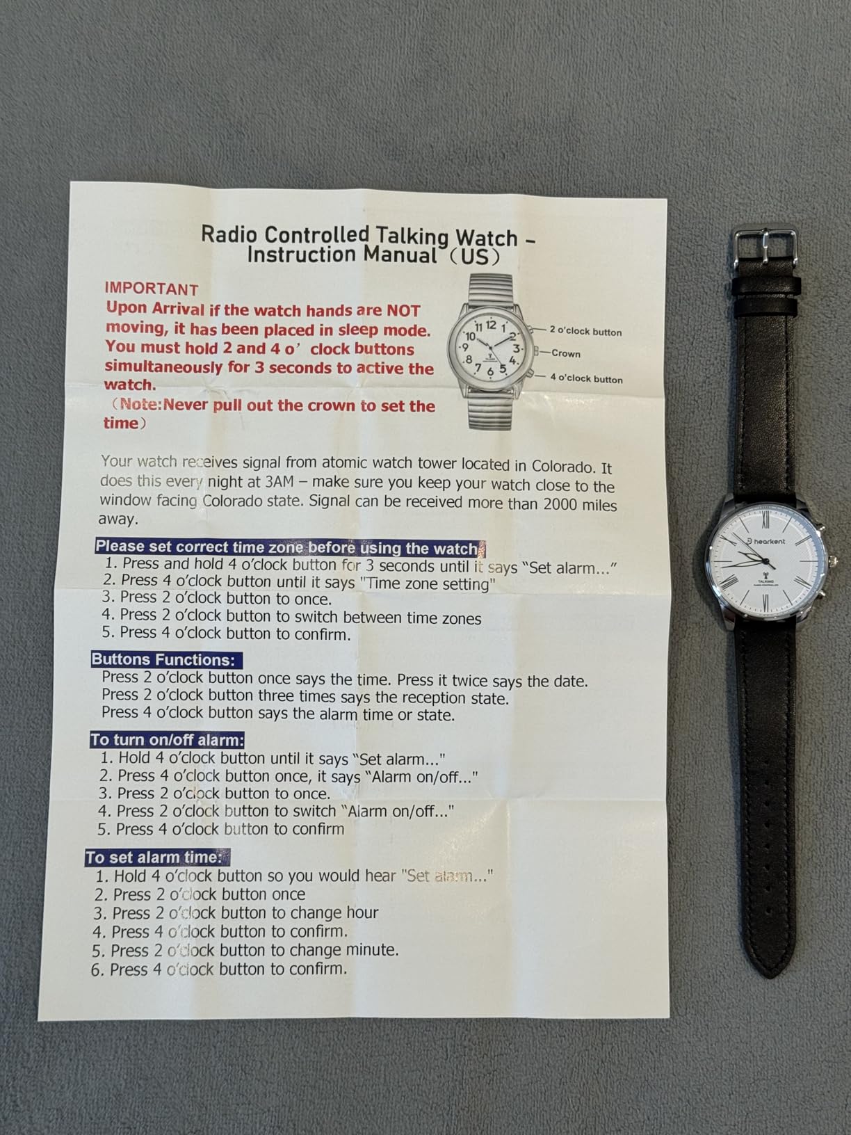 Atomic Talking Watches for Visually Impaired, American Accent Voice, Roman Numerals Watch with Leather Band, Speaks Time & Date, Ideal Watch for Elderly & Blind People customer photo 2