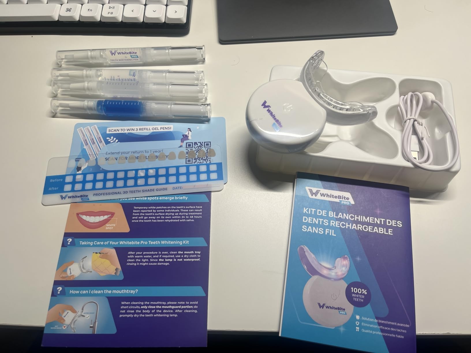 Whitebite Pro Teeth Whitening Kit for Sensitive Teeth - Dual LED Light + 35% Carbamide Peroxide Gel + Remineralizing Gel | Dental-Grade Whitening at Home customer photo 1