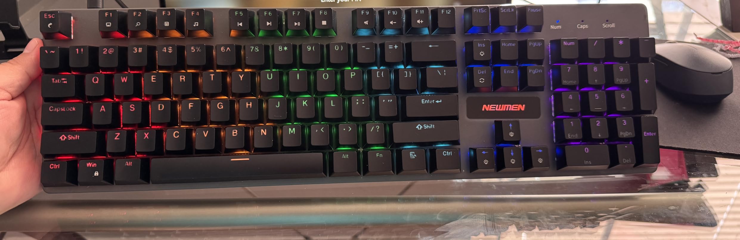 Newmen GM325Pro Mechanical Keyboard,104 Keys Rainbow LED Backlit Wired Gaming Keyboards,Hot-Swap Metal Panel ABS Black Keycaps Gaming Mechanical Keyboard for Windows Laptop PC Linear Red Switches customer photo 2