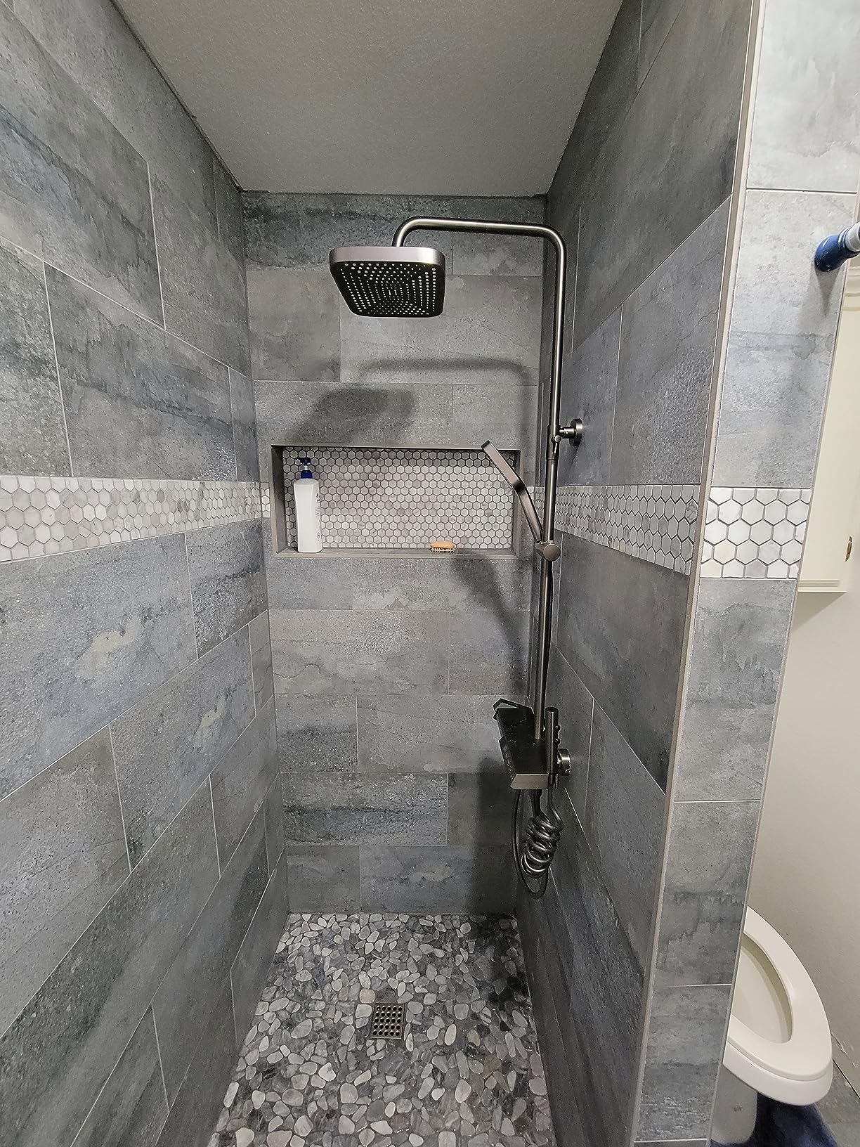 Lefton Shower System with Temperature Display in Fahrenheit and Dual Shower Head, Waterfall Shower Faucet Set with Spray Gun, 5-in-1 Control System, SST2206 (Matte Black) customer photo 1