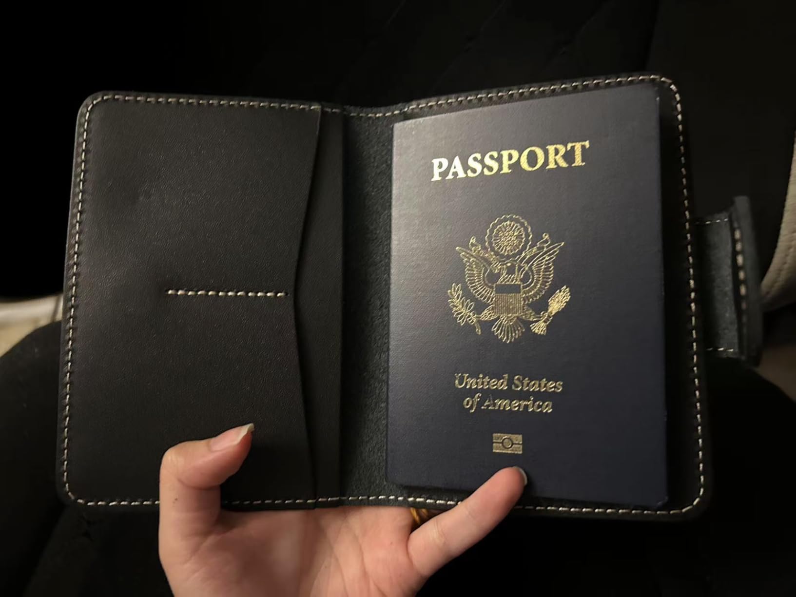Passport Holder for Travel, Genuine Leather with AirTag Hidden Pocket, RFID Blocking customer photo 2