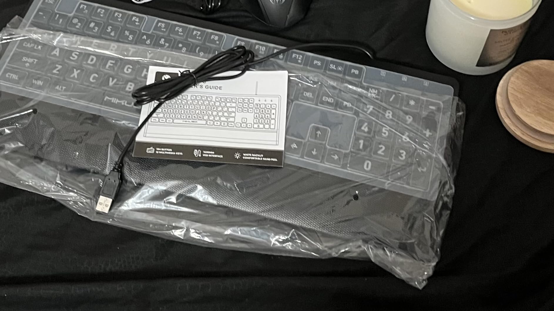 Large Print Keyboard for Seniors, Visually Impaired - High Contrast Black Keys, White Backlit with Cover, Wired USB 104 Full Size - Easy to Read Big Letters for Macular Degeneration Low Vision (No Glare) customer photo 2