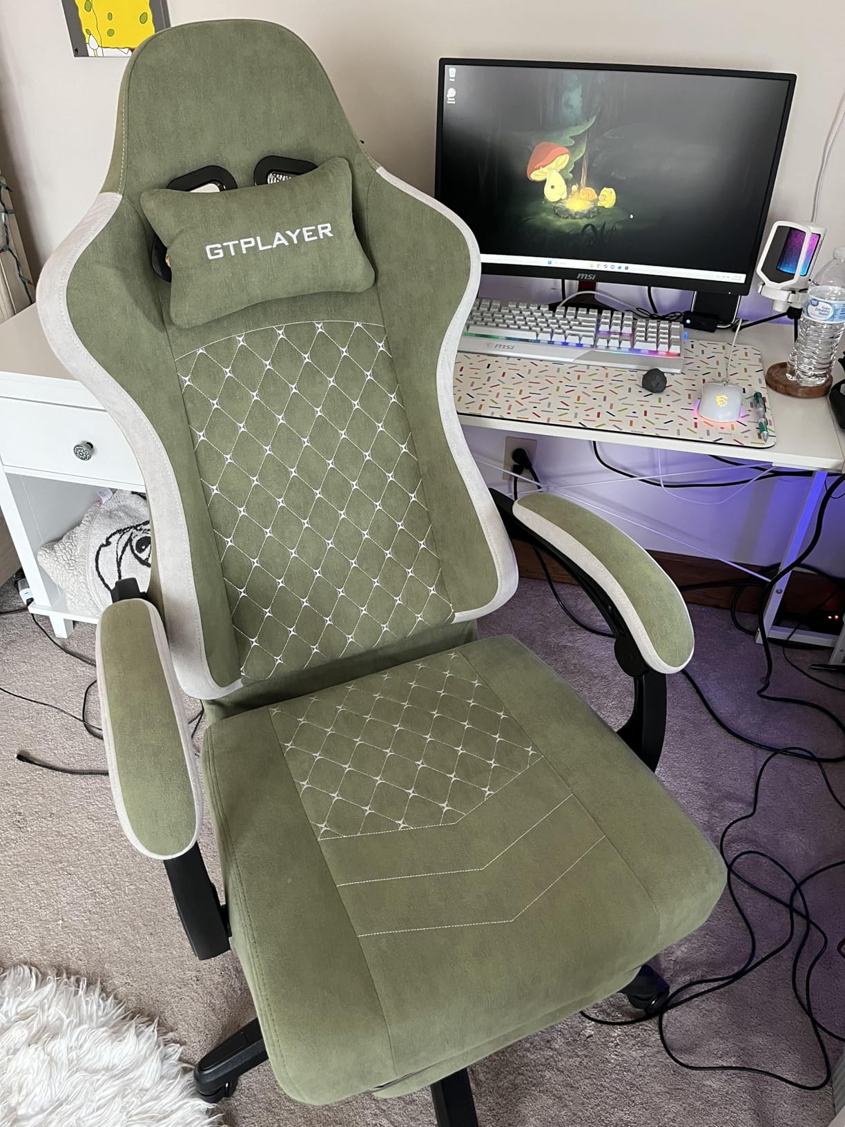 GTPLAYER Gaming Chair, Computer Office Chair with Pocket Spring Cushion, Linkage Armrests and Footrest, High Back Ergonomic Computer Chair with Lumbar Support Task Chair with Footrest customer photo 2