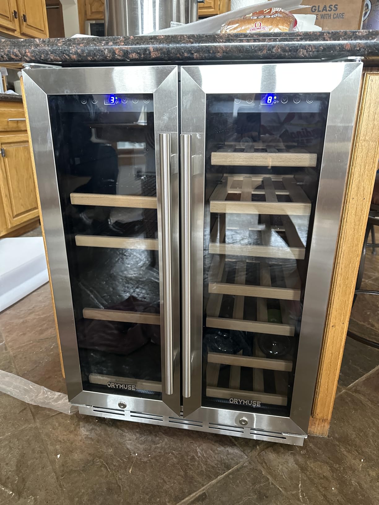24 Inch Wine Cooler Refrigerator, 46 Bottle Dual Zone Wine Fridge with Stainless Steel Glass Door, Adjustable Shelves, Upgraded Compressor, Built-In Freestanding for Home, Bar, Kitchen customer photo 2