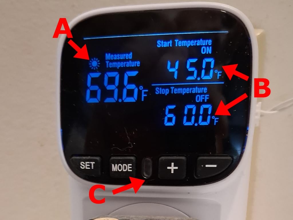 Digital Temperature Controller, Heating & Cooling Thermostat Plug Outlet, -40F-210F, 15A 1800W, LCD Display, Temperature Controlled Outlet for Home, Greenhouse, Chicken Coop, Reptile customer photo 2