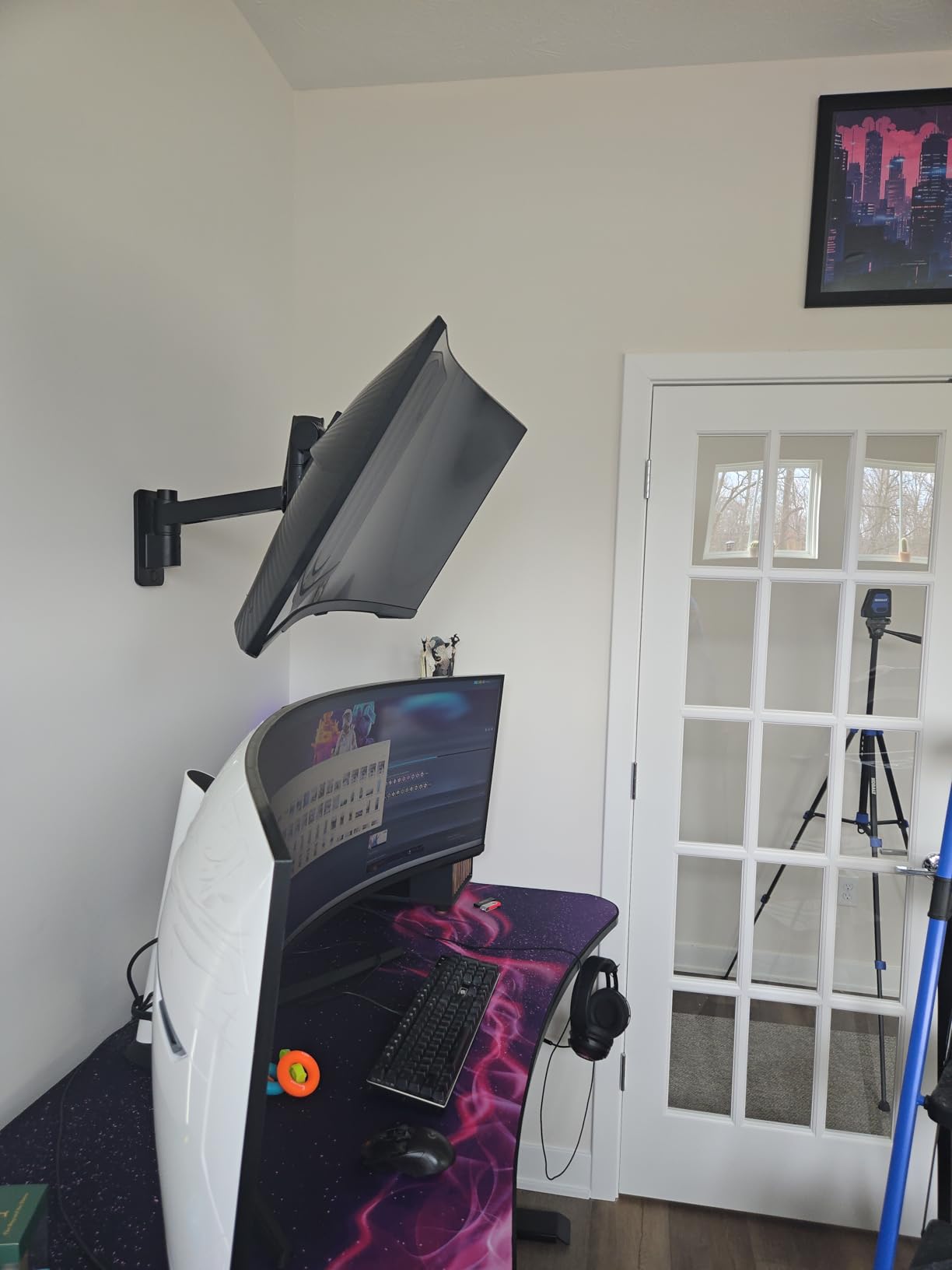 ARES WING Monitor Wall Mount for 24-57 Inch Ultrawide Gaming Screens, Premium Heavy Duty Monitor Arm Holds 60 lbs, Full Motion Gas Spring, Bearing Head for Easy Adjustment, 75/100 VESA Mount, Black customer photo 1