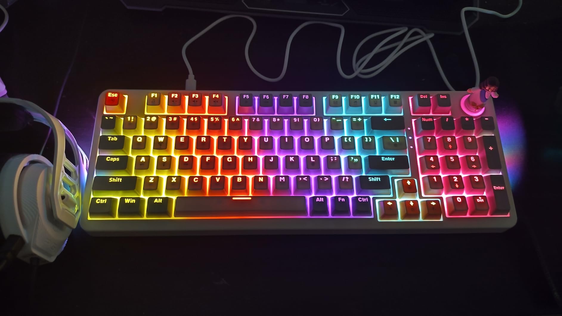AK96 Smart Mechanical Keyboard Gaming, 96 Keys Full Size with LED Colorful Backlit, Clicky Creamy Sounding, USB Wired Computer Keyboard with Volume Knob for PC, Mac, Windows (Grey) customer photo 2
