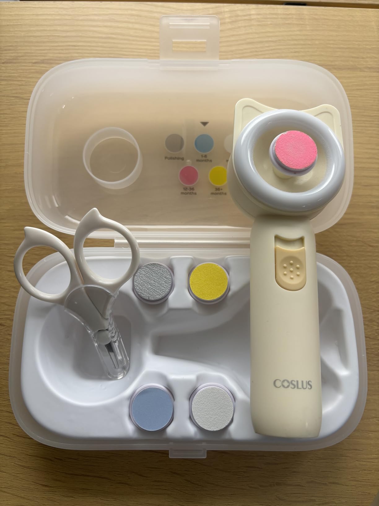 COSLUS C50 Baby Nail File, Baby Nail Trimmer Electric, Baby Nail Clipper - Gentle, Quiet with 360° Light, Safe for Sleep Time Grinding, 16-in-1 Kit for Newborn, Infant & Toddler, Lemon Yellow customer photo 1