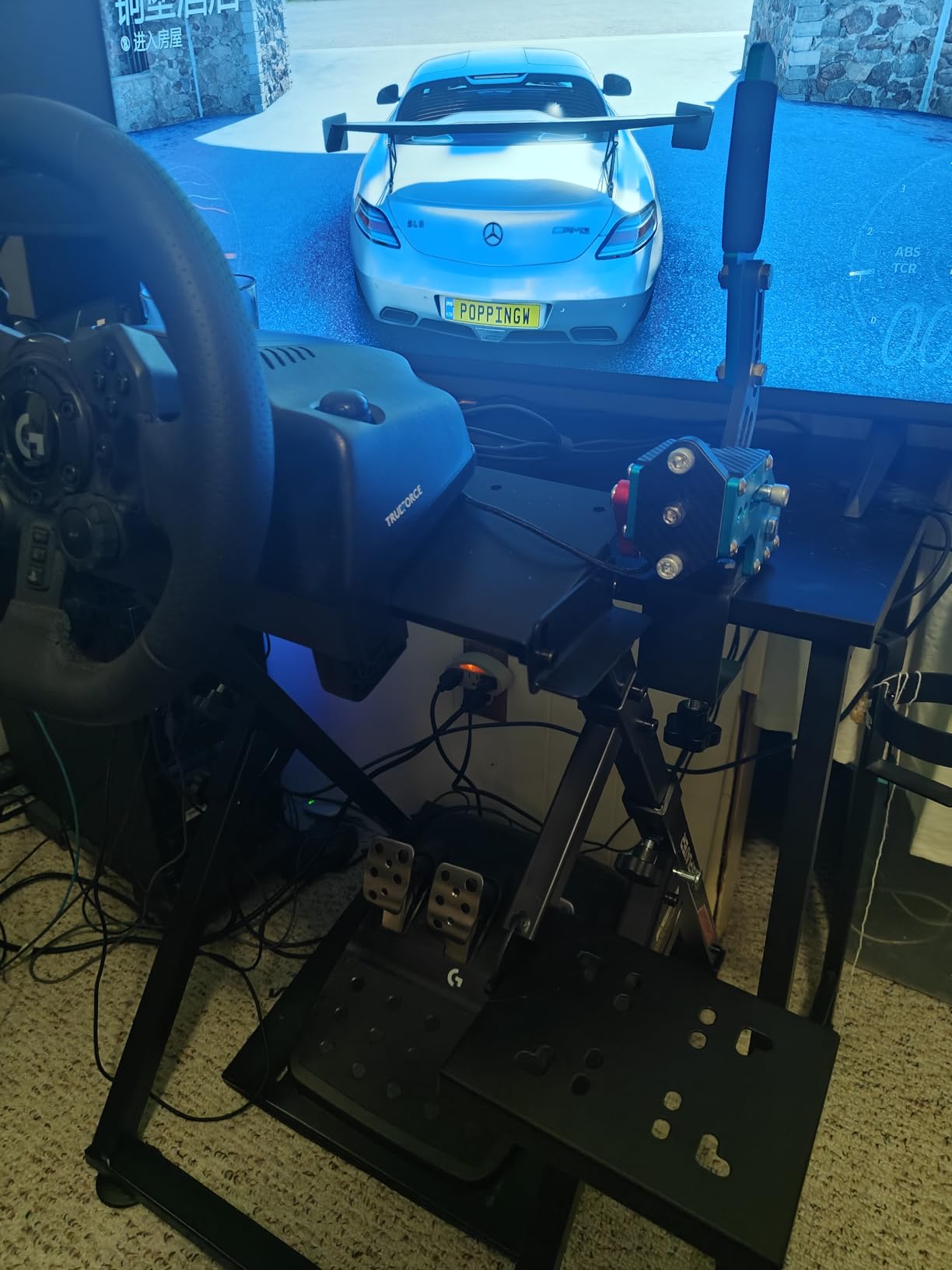 GTPLAYER Flight Racing Simulation Stand Foldable Gaming Stand Compatible with Logitech/Thrustmaster/PXN Gaming Devices Adjustable Stable Simulator Cockpit Stand, Electronic Device Not Included, Black customer photo 2
