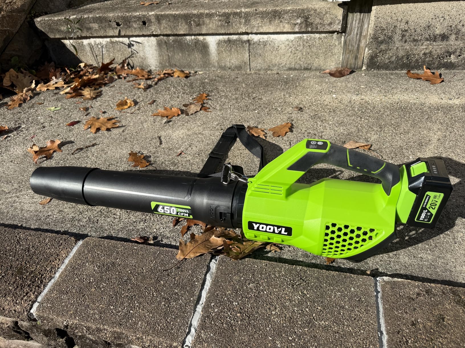 Leaf Blower Cordless, 650CFM Electric Leaf Blowers with 2 x 5.2Ah Batteries and Charger, 3 Speed Modes, 1 x Adjustable Shoulder Strap, Powerful Blowers for Lawn Care customer photo 2