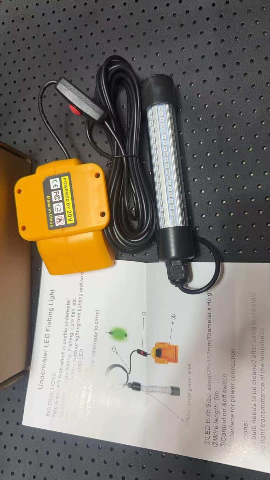 OLIBUY LED Underwater Green Fishing Light, 13W 1300 Lumens IP68 Rated Submersible Fishing Light Attractants for Night Fishing, Docks, Boats, Kayaks(No Battery) customer photo 2