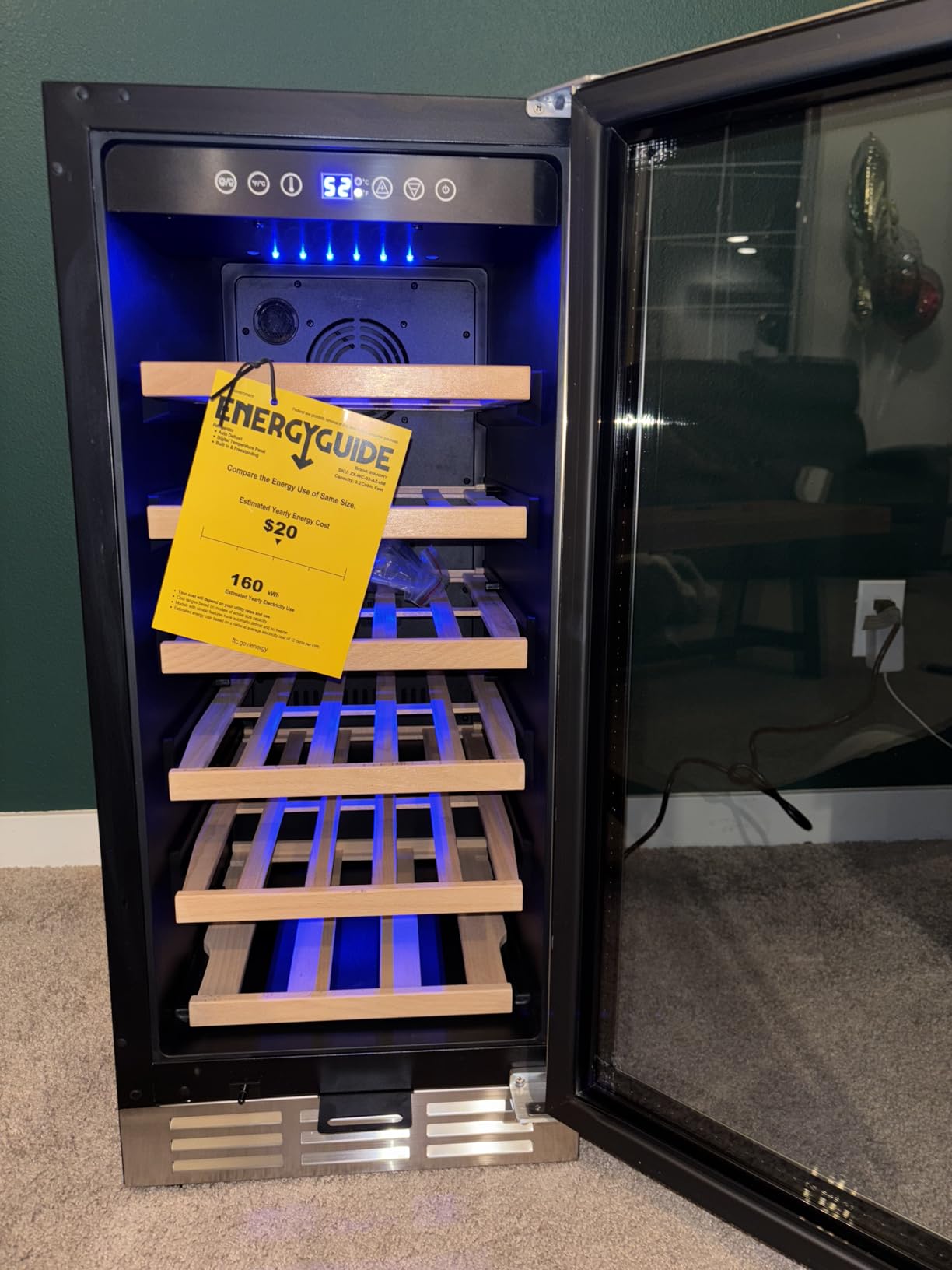 15 Inch Under Counter Refrigerator, 29 Bottle Dual Zone Wine Fridge for Built-In or Freestanding Use, Features Removable Shelves and Glass Door, Small Refrigerator for Home or Office (Black) customer photo 1