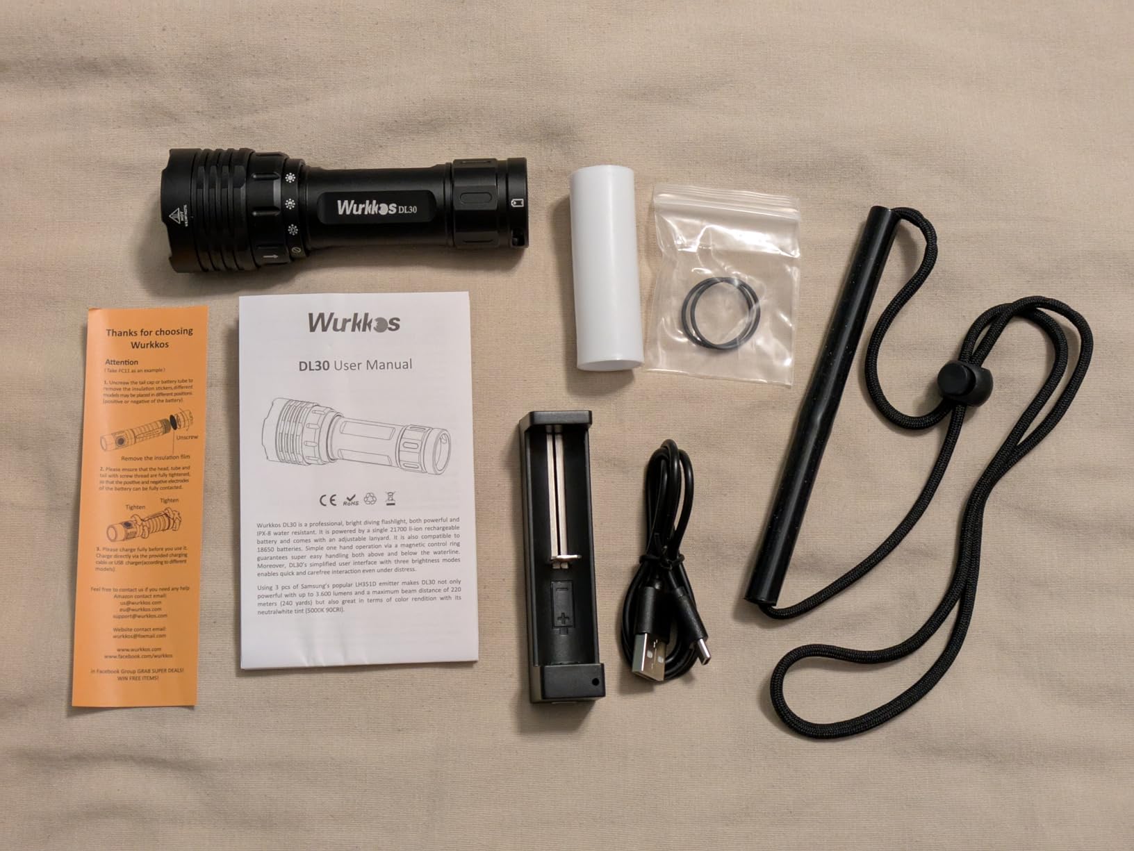 Wurkkos DL06 Dive Light, 15000 Lumens Scuba Diving Light, Type-C Rechargeable, 6*XHP50 LEDs, 100 Degrees Narrow Beam Angle, IPX8 Waterproof Flashlight for Night Diving Cave Exploration - 6000K customer photo 2