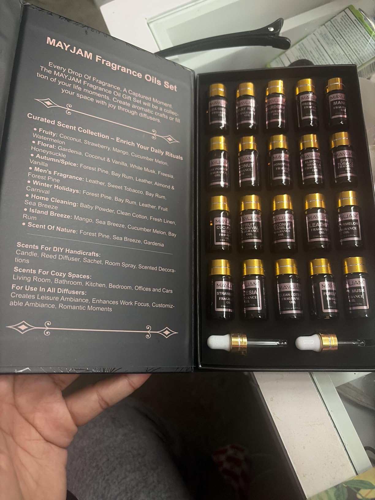 MAYJAM Fragrance Oil Gift Set, Top 20 Essential Oils Variety Pack for Diffusers for Home, Long Lasting Scented Oils for Soap Candle Making - 5ml/0.17fl.oz customer photo 2