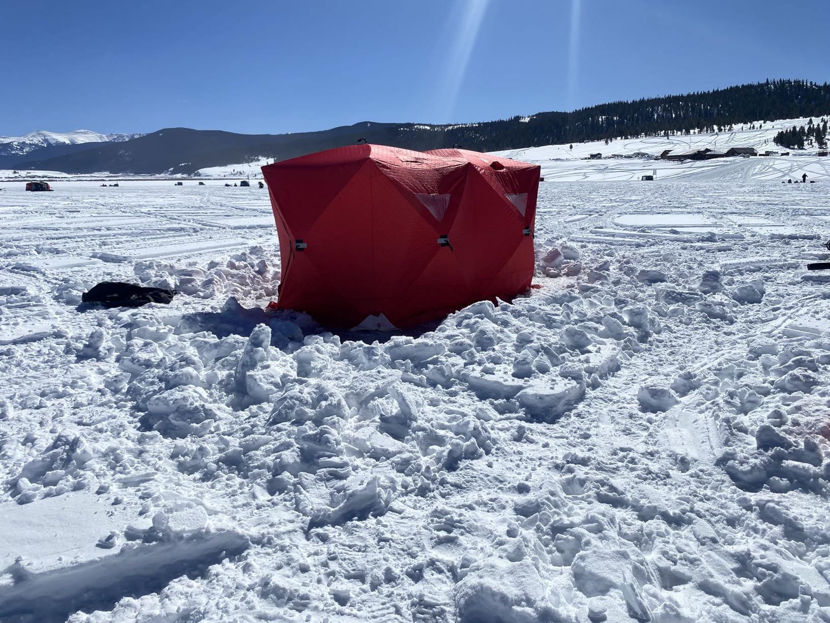 GarveeLife Ice Fishing Insulated Tent, Large Pop-Up Portable Hub-Style Ice Fishing Shelter, 7-8 Person Shelter 68 Square Feet of Fishable Area customer photo 1