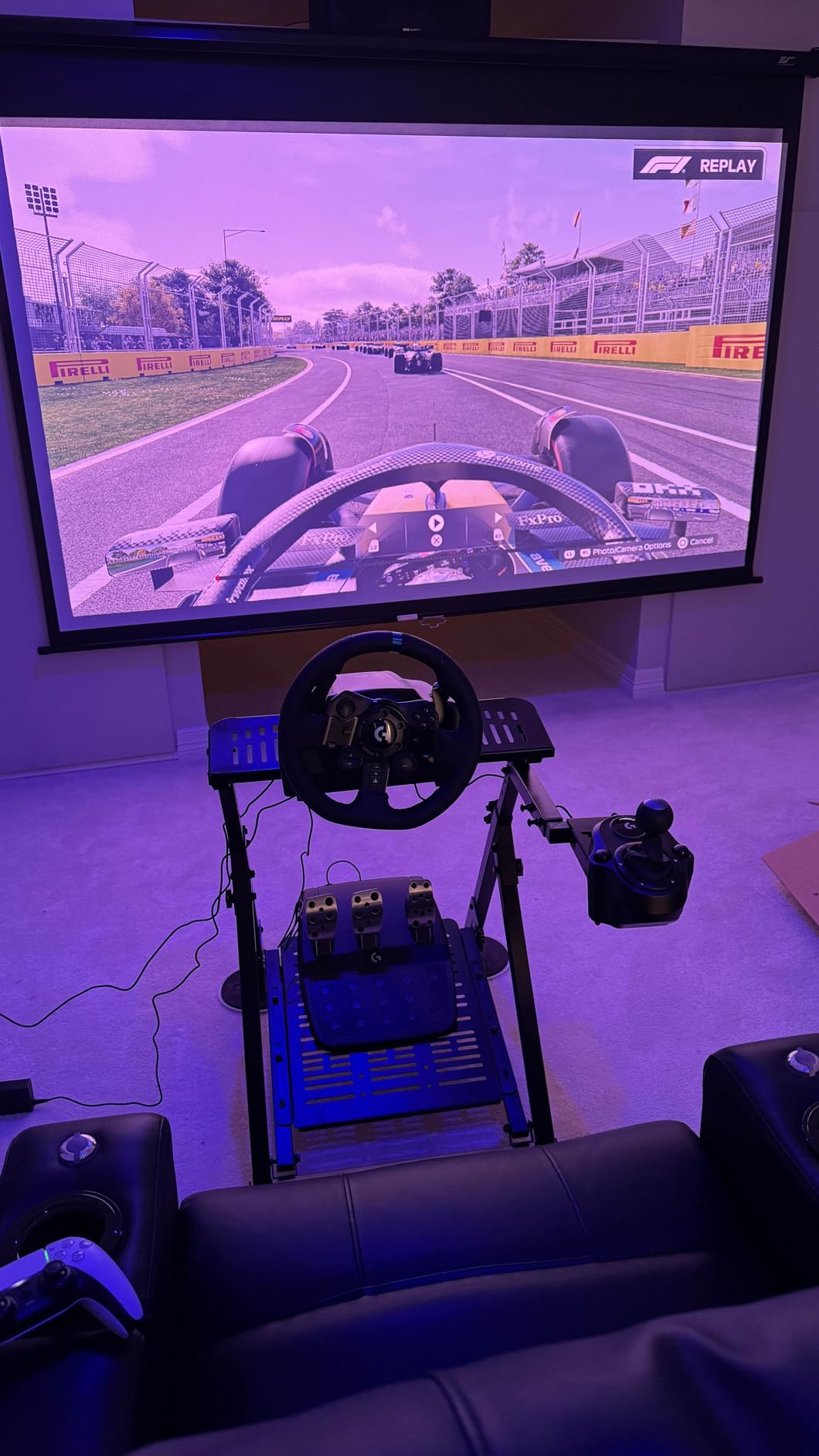 VEVOR Racing Wheel Stand, Heavy-Duty Simulator Cockpit Steering Wheel Stand, Fit Logitech G25, G27, G29, G920, G923, Thrustmaster T300RS, TX F458, T500RS, T3PA-PRO (F1/GT) and CSR Pedals customer photo 1