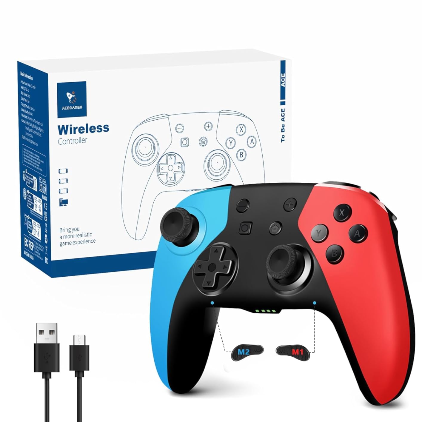 AceGamer Wireless Pro Controller for Nintendo Switch 2/Switch/Lite/OLED/Windows PC, Bluetooth Controller with Hall Effect Joysticks, Wake-up/Turbo/Dual Vibration/Macros/6-Axis Gyro/Screenshot customer photo 2