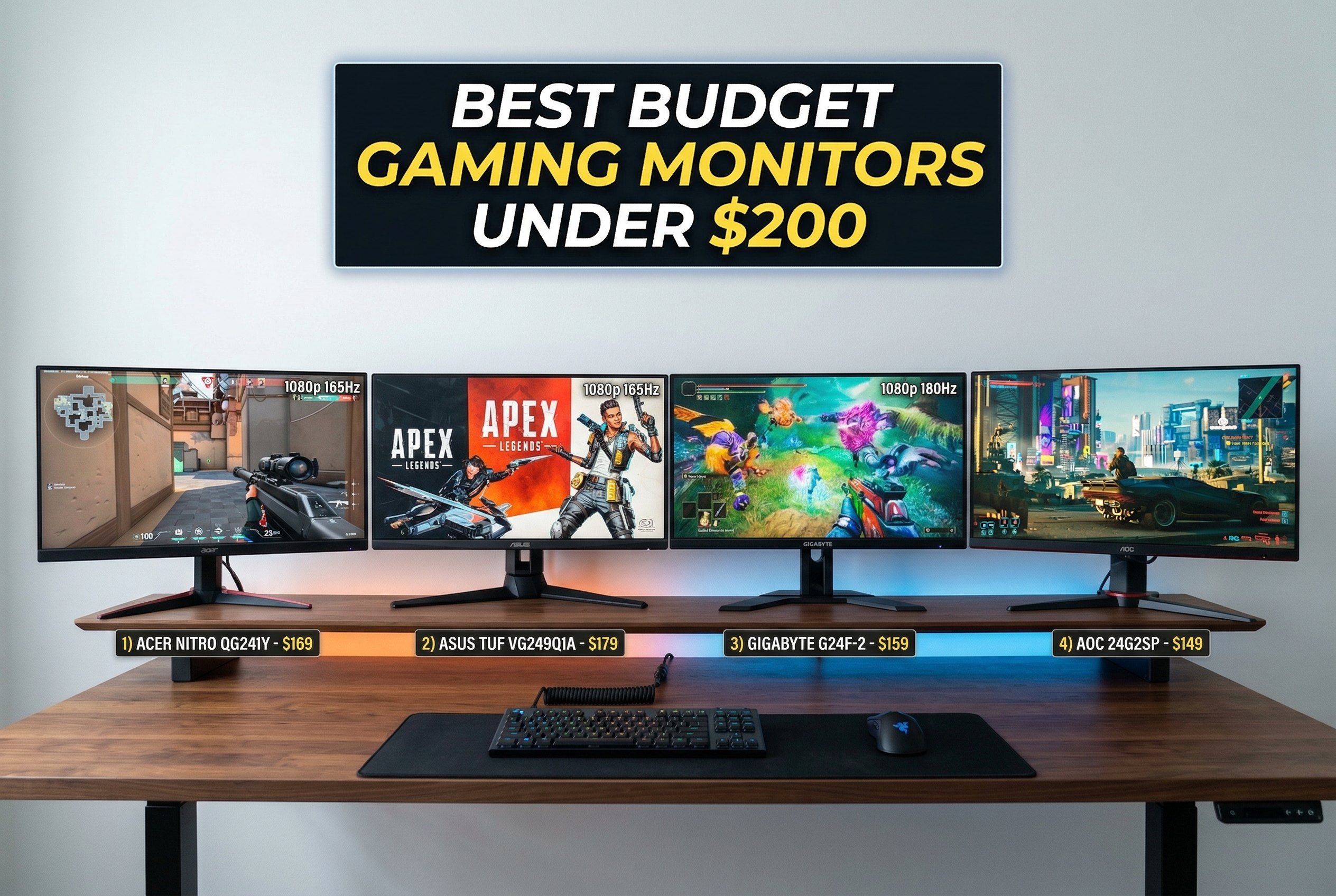 Best budget gaming monitors under $200