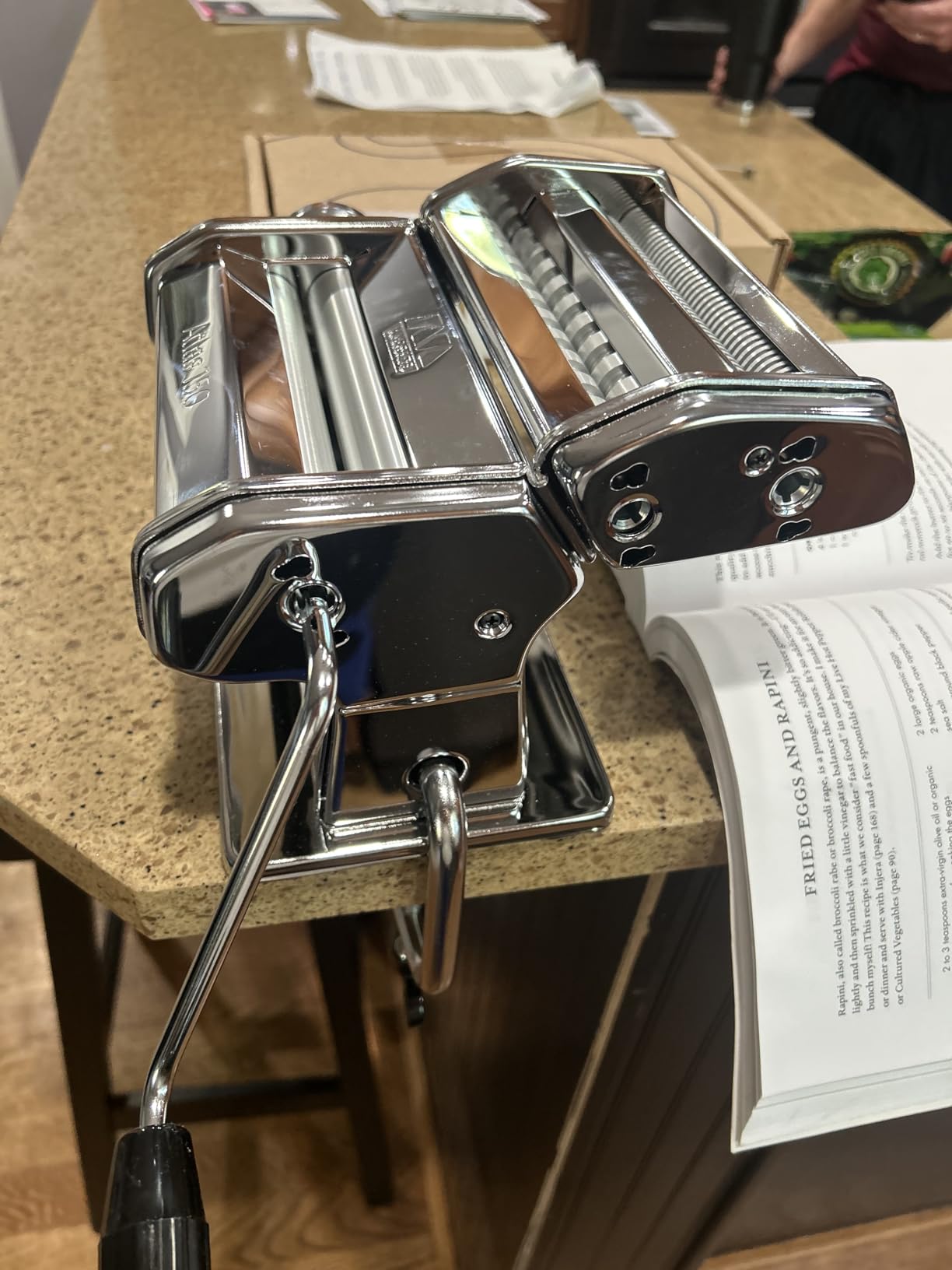 MARCATO Made in Italy Atlas 150 Classic Manual Pasta Maker Machine, Chrome Steel with Black Hand Crank. Makes Lasagna, Fettuccine & Tagliolini customer photo 1