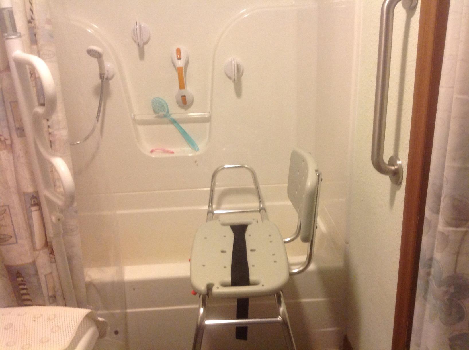 Eagle Health Supplies Sliding Shower Chair Tub Transfer Bench with Swivel Seat, FSA/HSA Eligible, Height Adjustable Shower Benches for Inside Shower, Shower Seat for Elderly and Disabled, 77662 customer photo 1