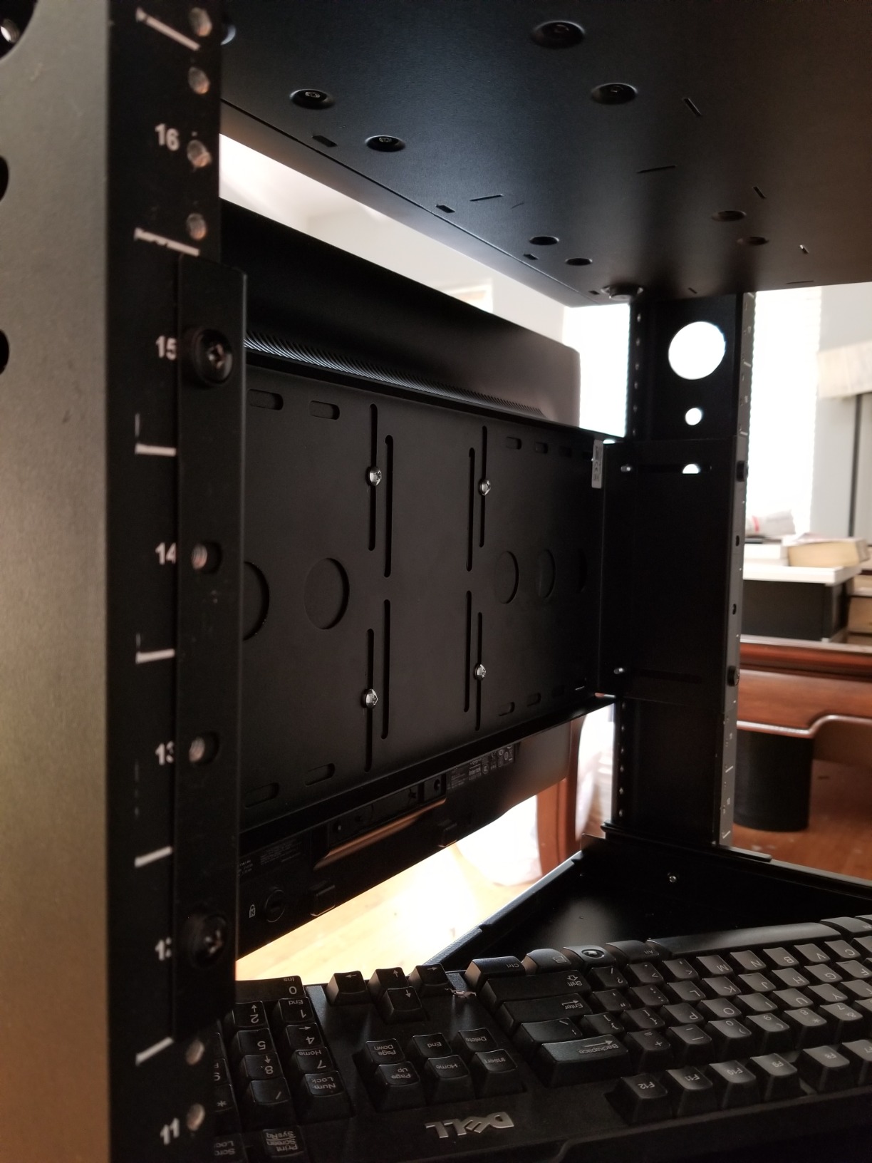 StarTech.com 4U Universal VESA LCD Monitor Mounting Bracket for 19-inch Rack or Cabinet - TAA Compliant - Cold-Pressed Steel Bracket (RKLCDBK) customer photo 2
