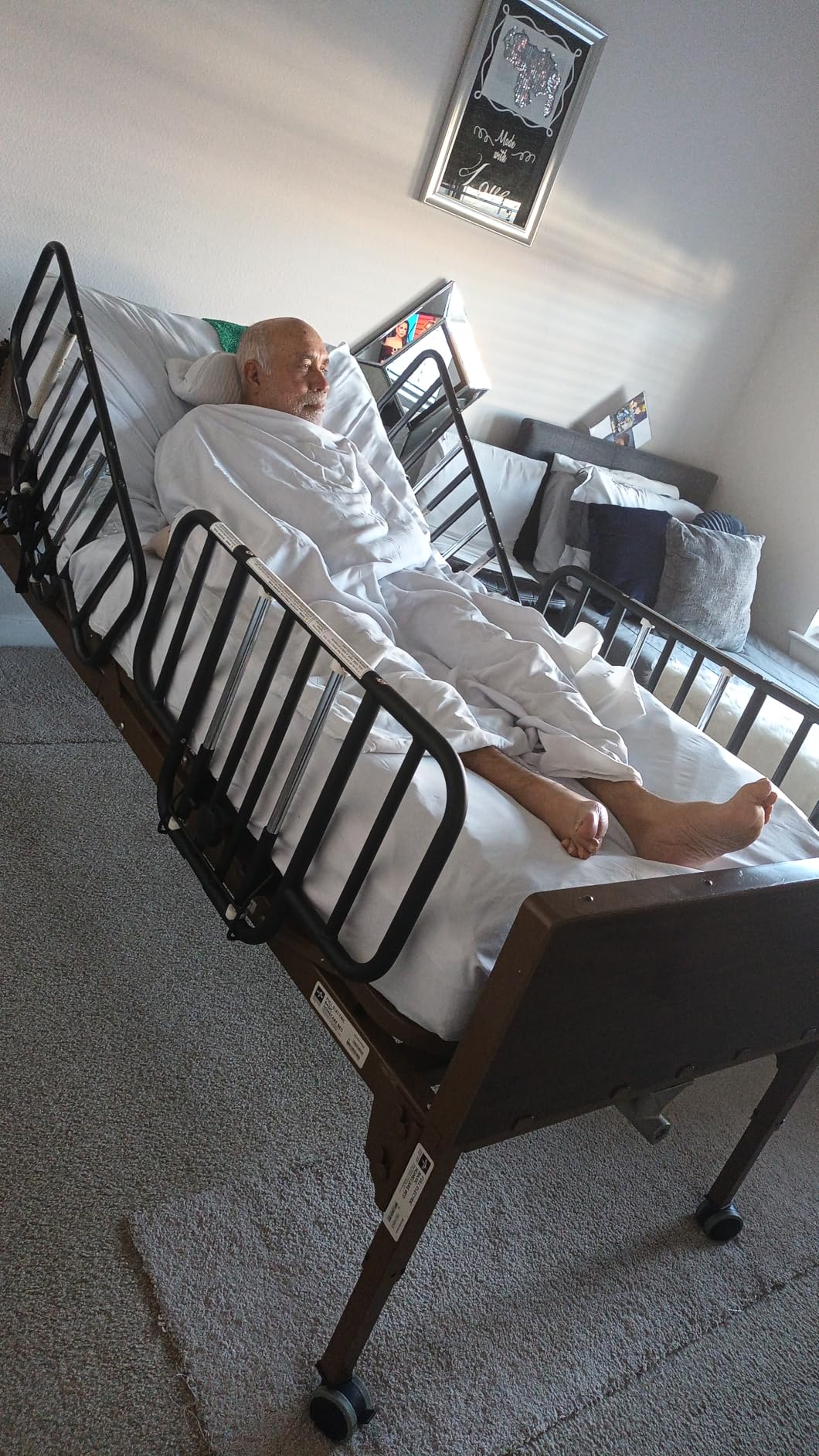 Drive Medical No Gap Deluxe Half Length Side Alloy Steel Bed Rails with Brown Vein Finish, For Adults - 2 Count customer photo 1