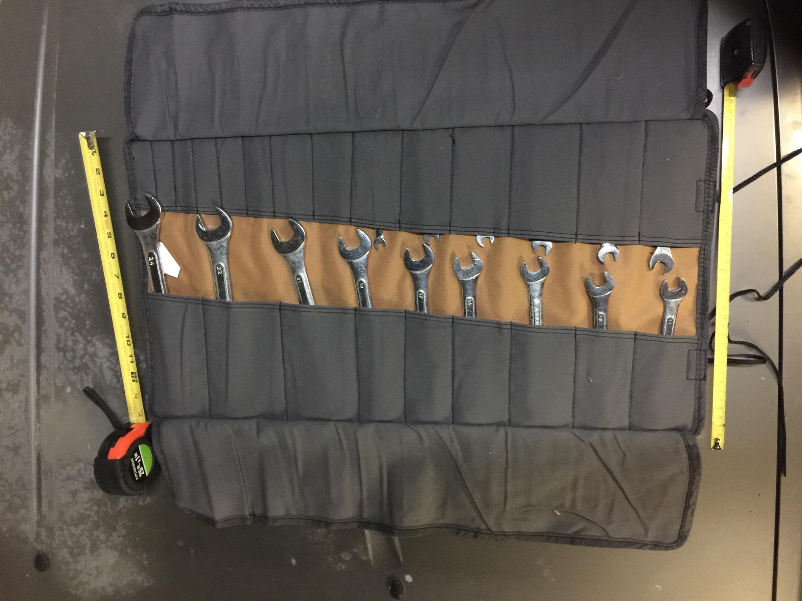 Dickies Small Wrench/Screwdriver Organizer Roll for Mechanics, 16 Tool Pockets, Durable Canvas Construction, 13.5 in. x 12.75 in. Unrolled, Grey/Tan customer photo 2