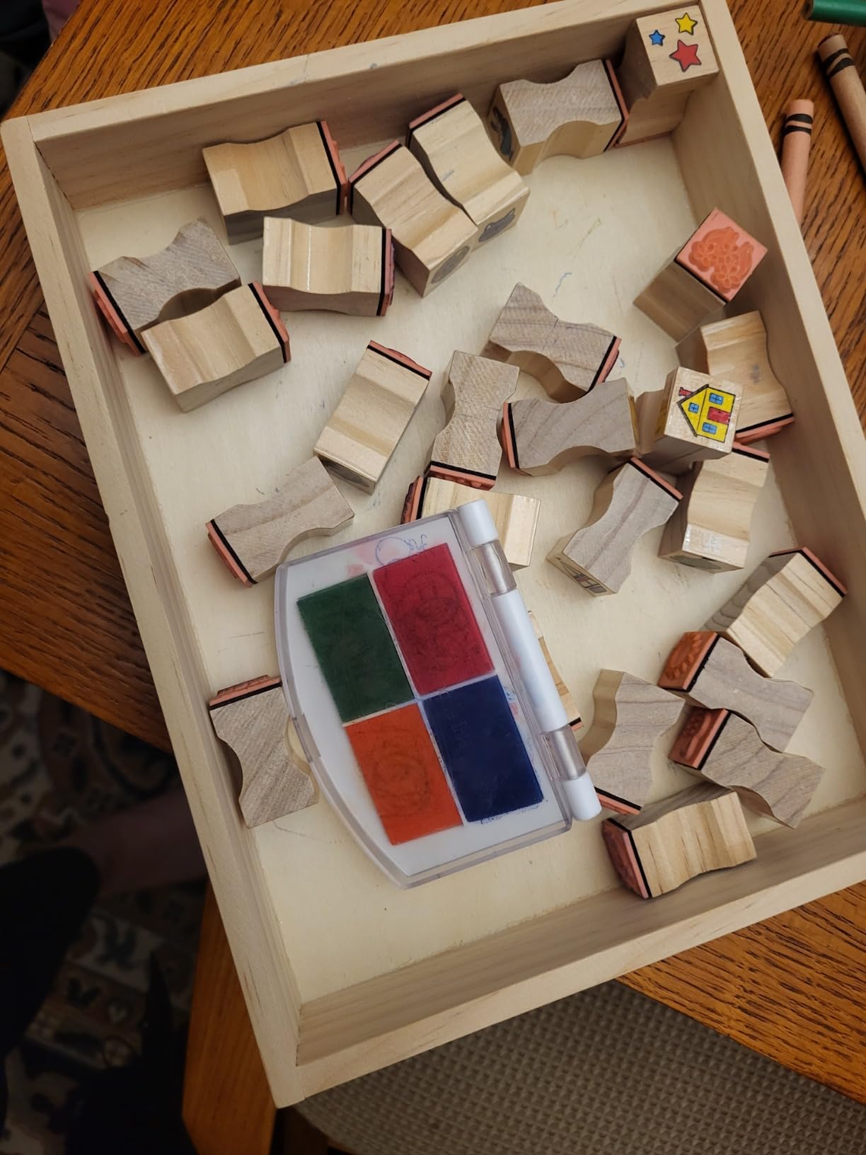 Melissa & Doug Wooden Stamp Set, Favorite Things - 26 Wooden Stamps, 4-Color Stamp Pad customer photo 1
