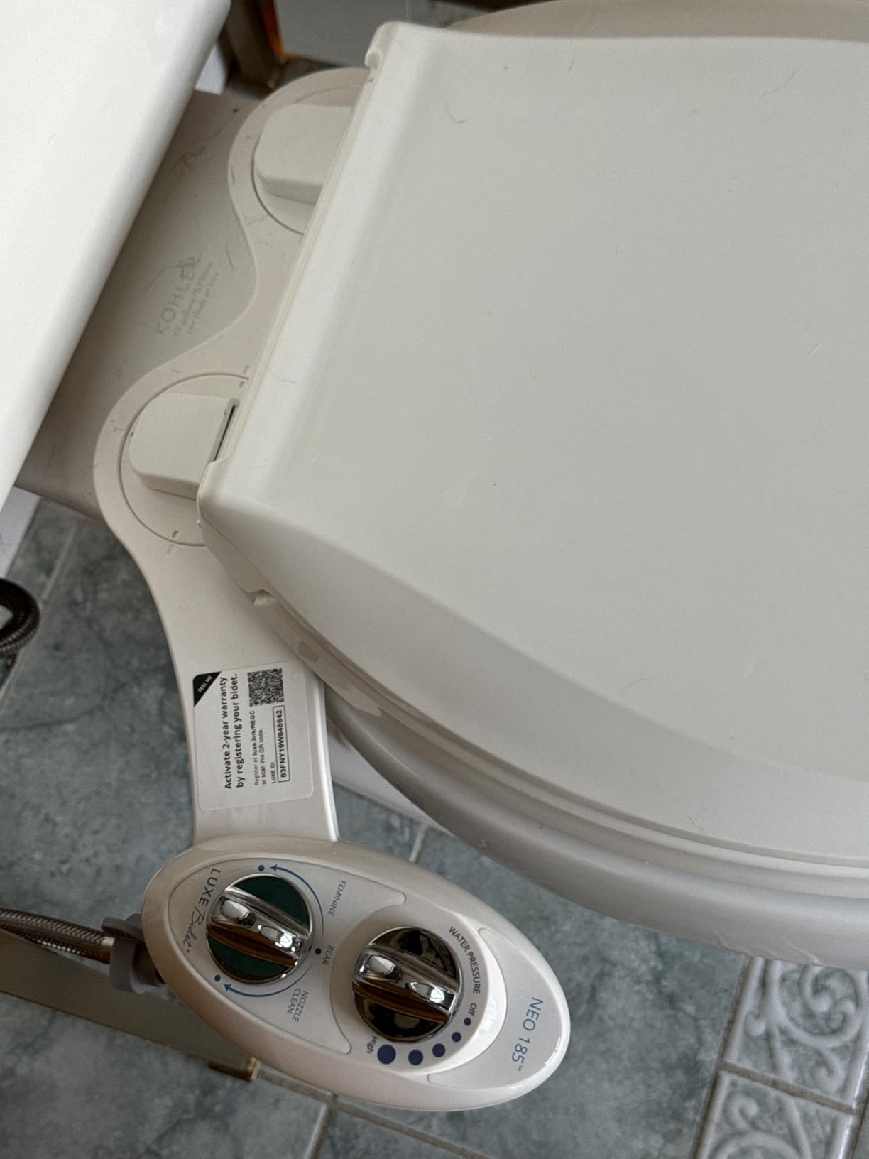 LUXE Bidet NEO 185 - Dual Nozzle, Self-Cleaning, Non-Electric Bidet Attachment for Toilet Seat, Adjustable Water Pressure, Rear & Feminine Wash (White) customer photo 2