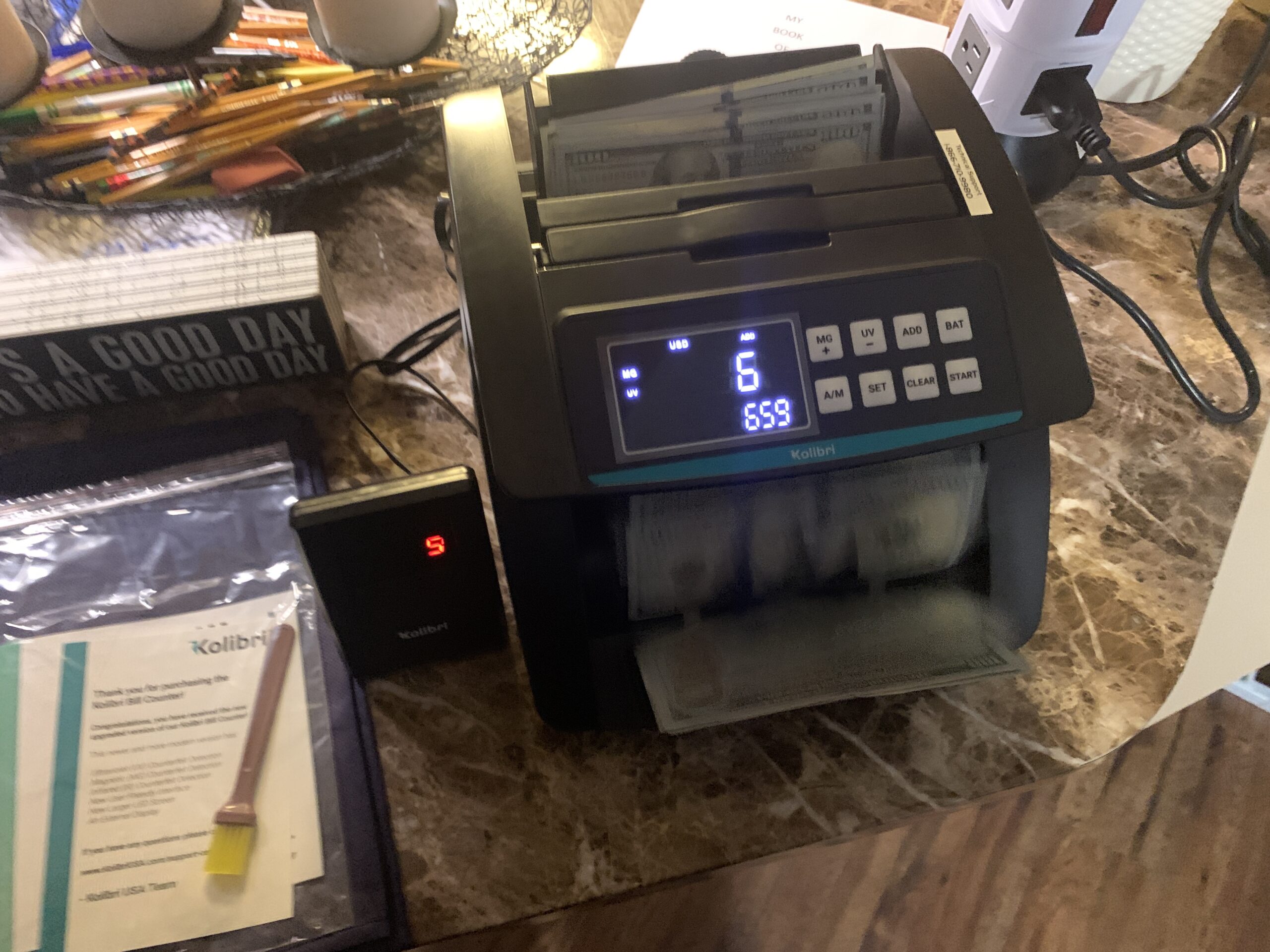 KOLIBRI Money Counter Machine LCD Display Business Grade Advanced UV/MG/IR/DD/HLF Detection Single Denomination Value Count Multi-Currency 1500 Notes/Min 1-Year Warranty customer photo 1