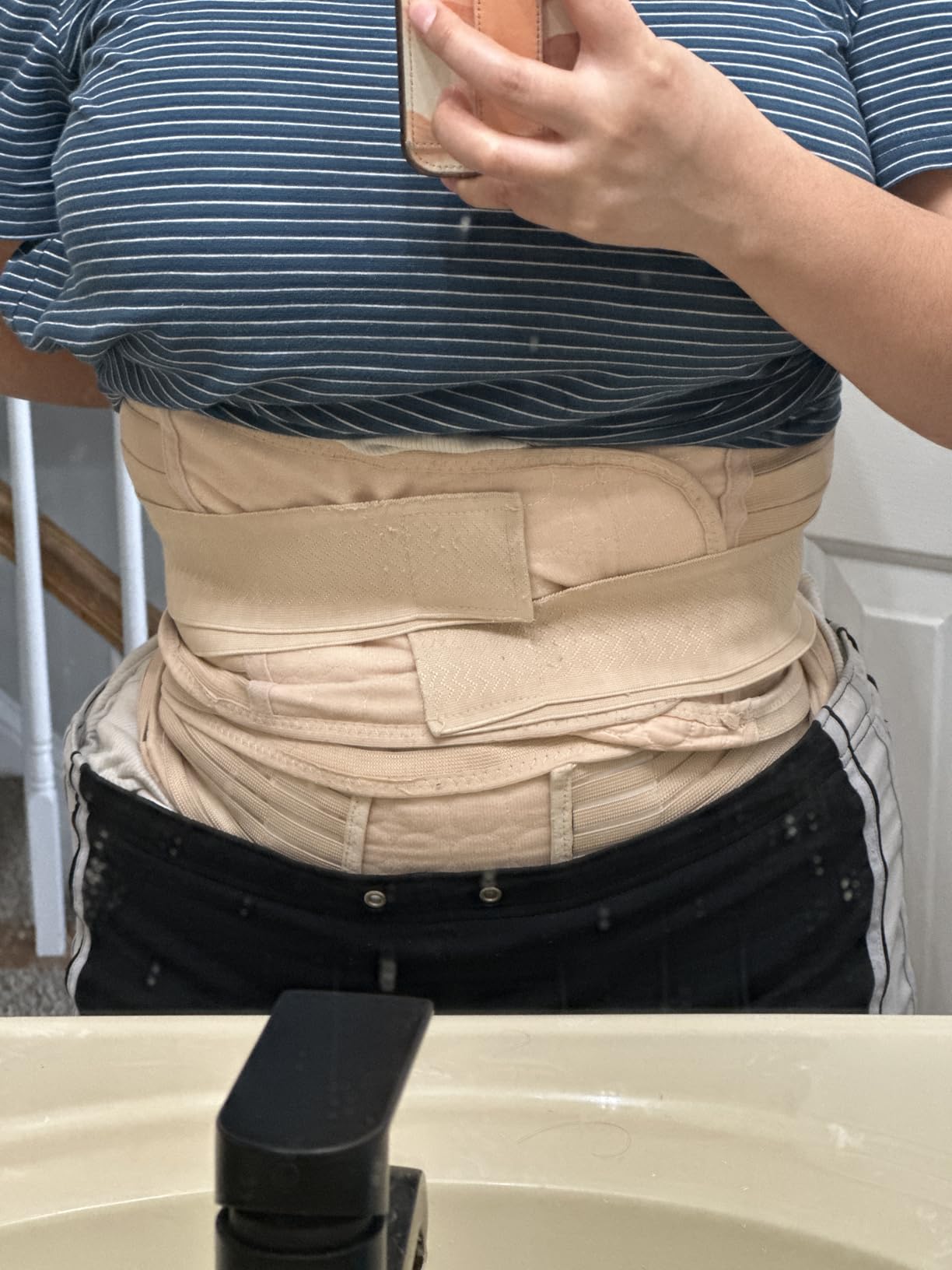 ChongErfei 3 in 1 Postpartum Support Recovery Belly Wrap Waist/Pelvis Belt Body Shaper Postnatal Shapewear,XL Beige customer photo 1
